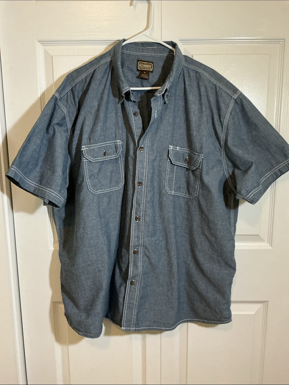 CE Schmidt Workwear Men's Blue Chambray Shirt short sleeve